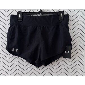 NWT Under Armour Speed Pocket Shorts Women's Medium Black Run Train Gym 2.5"